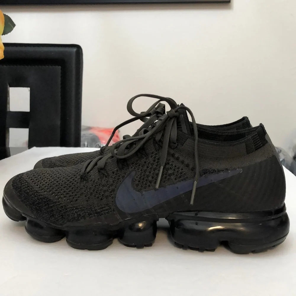 NIKE AIR VAPORMAX FLYNIT MIDNIGHT FOG GREY BLACK RUNNING SNEAKERS MENS SIZE 8.5